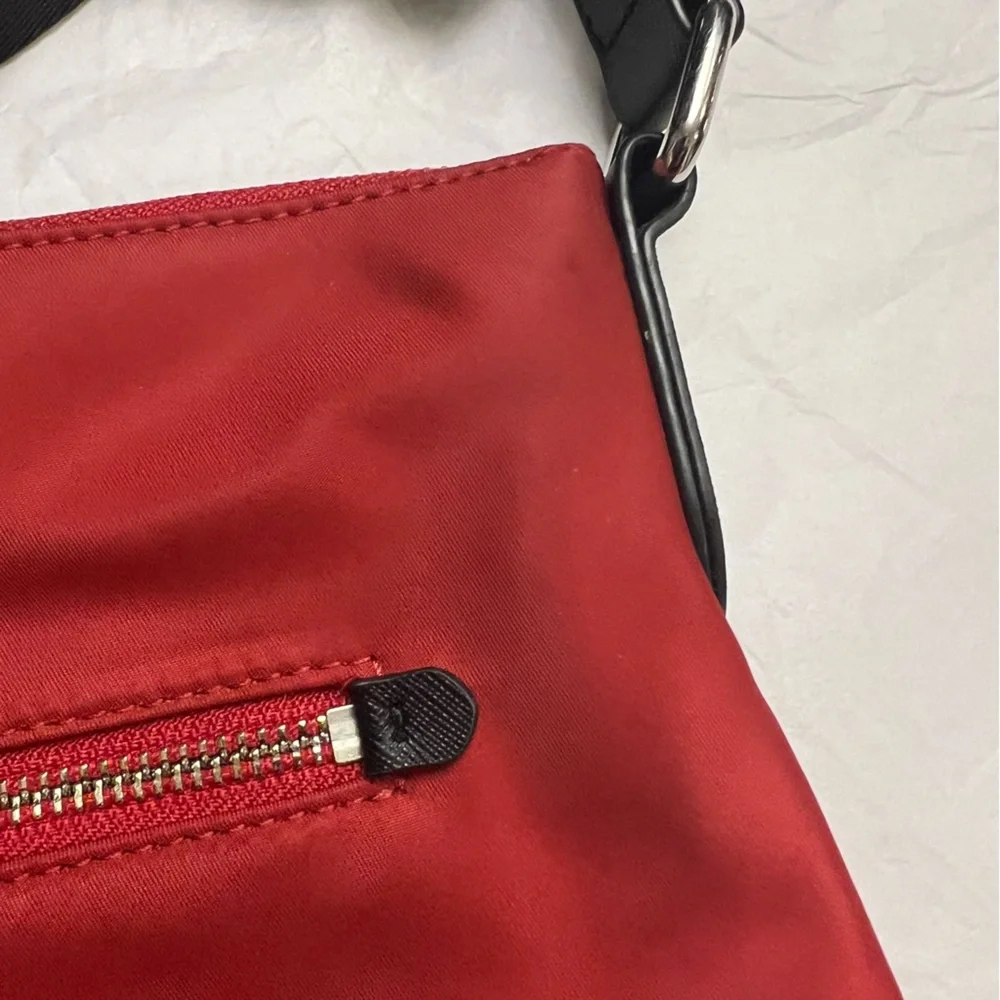 DKNY Gia Red with Black Strap Nylon Crossbody bag